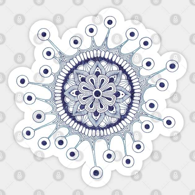 Virus Mandala (indigo) Sticker by calenbundalas